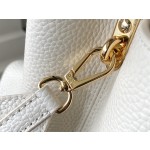 𝐋𝐎𝐔𝐈𝐒𝐕𝐔𝐈𝐓𝐓𝐎𝐍 N83103 Milk Shake White Mix Powder Ostrich Pattern Capuchines Handbag